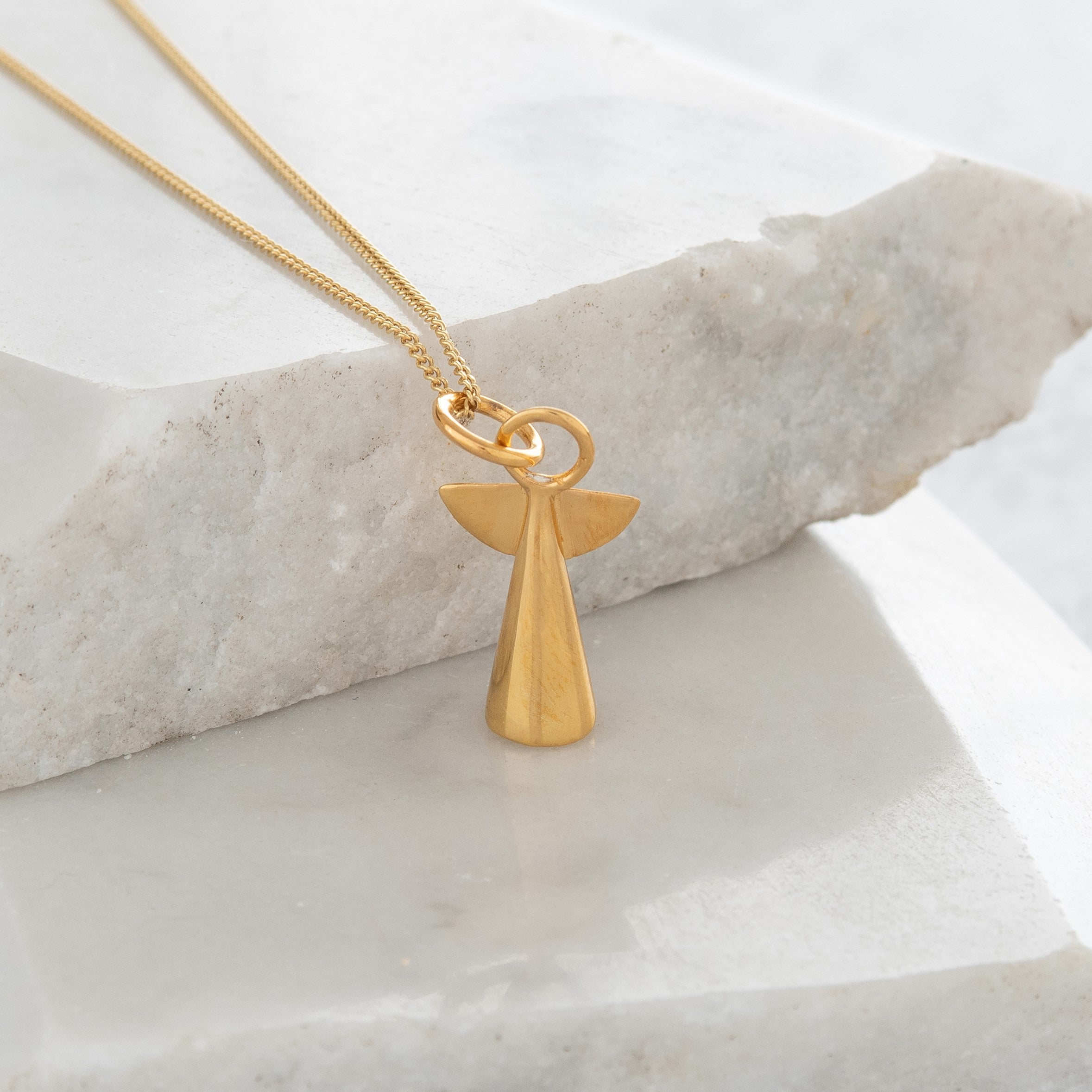 Angel Pendant Necklace Gold Vermeil