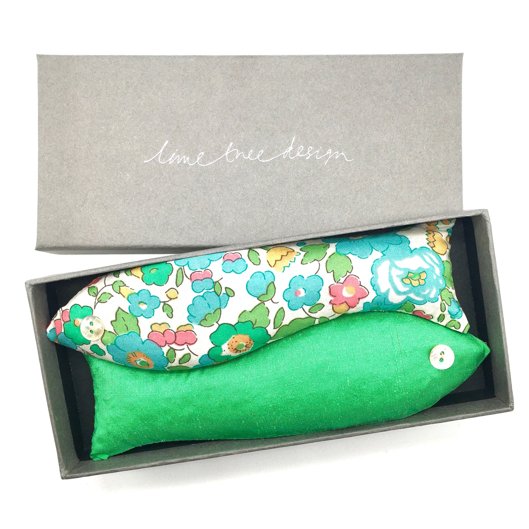 Leaf green liberty of london fabric filled lavender fish 