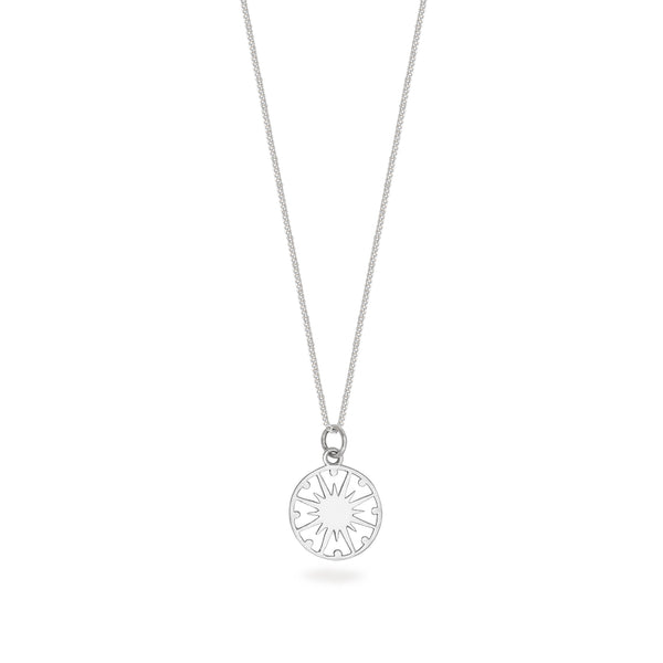 silver supernova necklace on a white background 