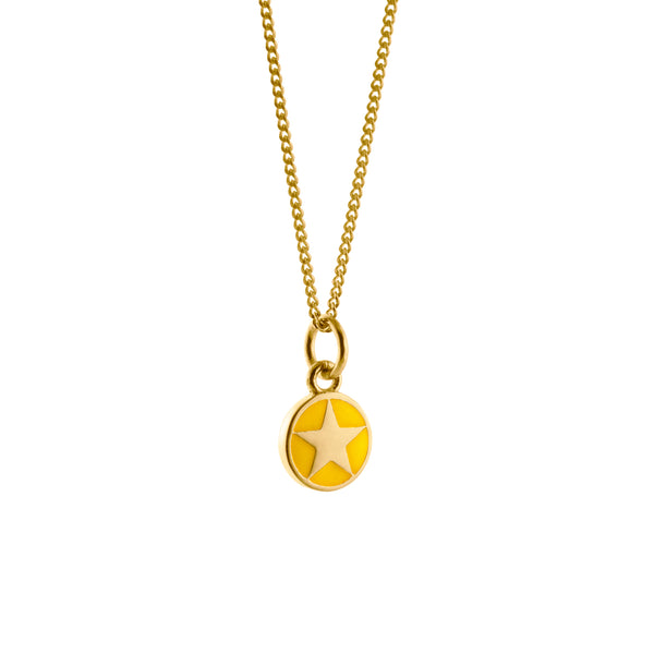 gold vermeil yellow enamel star necklace 