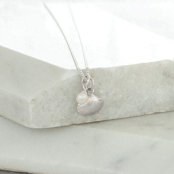 Shell and Pearl Necklace Sterling Silver