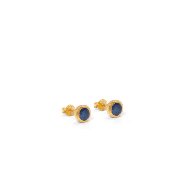 Birthstone Stud Earrings September: Sapphire and Gold Vermeil