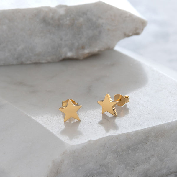 Star Stud Earrings Gold or Rose Gold Vermeil