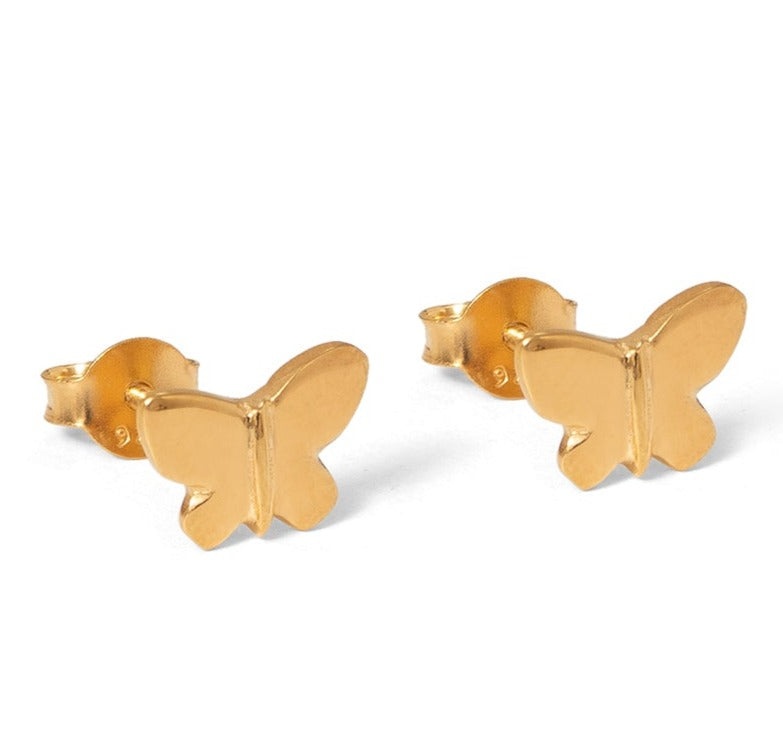 Butterfly Stud Earrings Gold Vermeil