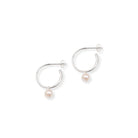 Half Hoop Earrings with Round Pearl Sterling Silver