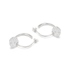 Half Hoop Earrings with Hammered Disc Sterling Silver or Gold Vermeil 