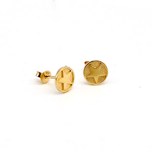 gold star insert star medallion earrings 