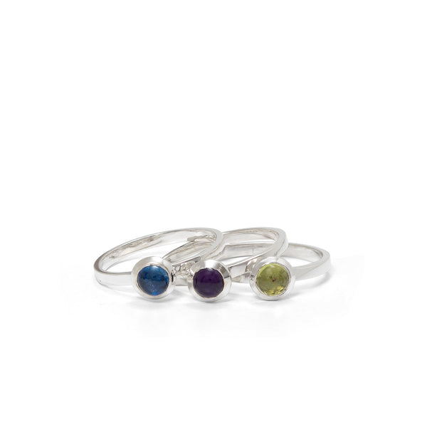 Birthstone Stacking Ring Sterling Silver