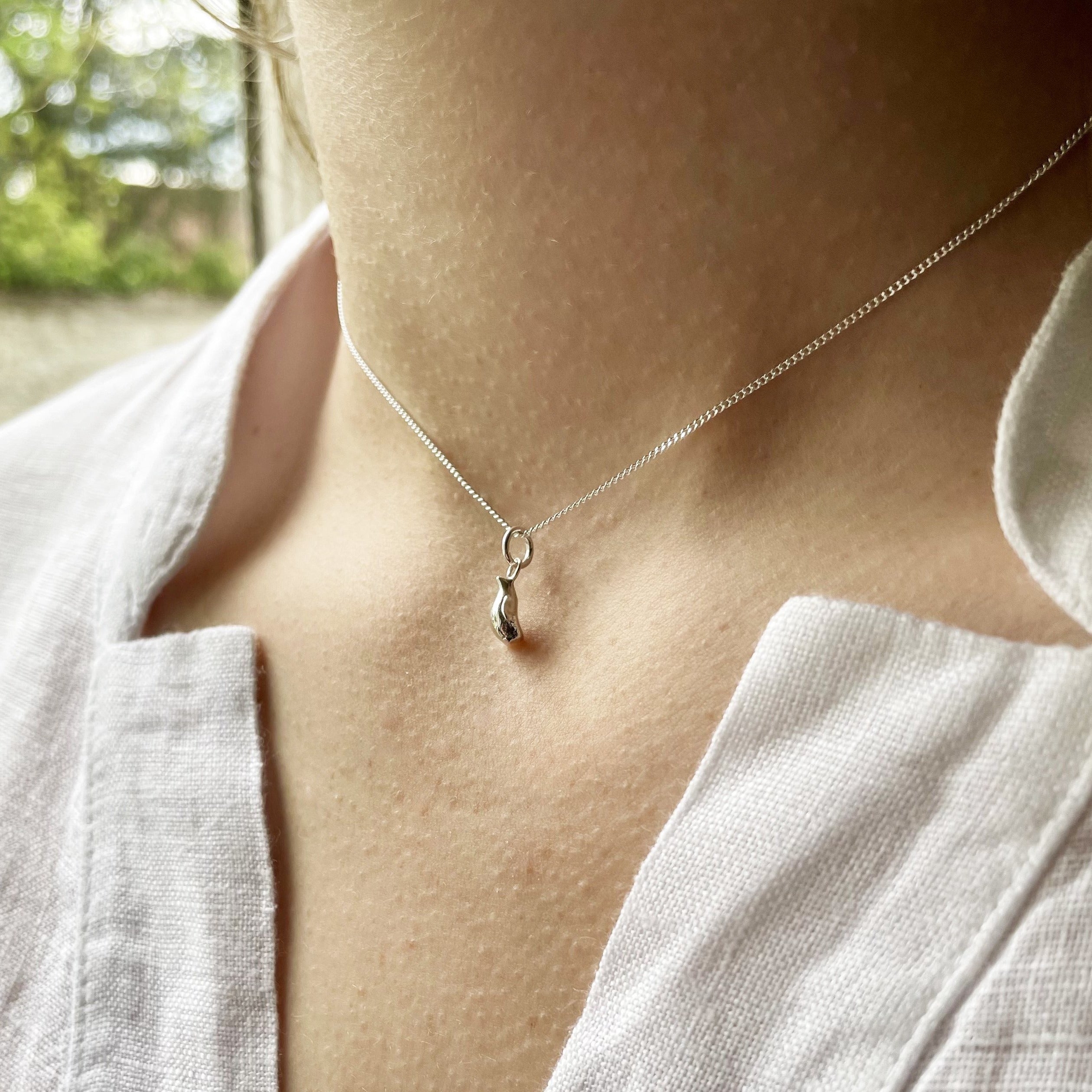 Tiny Penguin Charm Necklace Sterling Silver