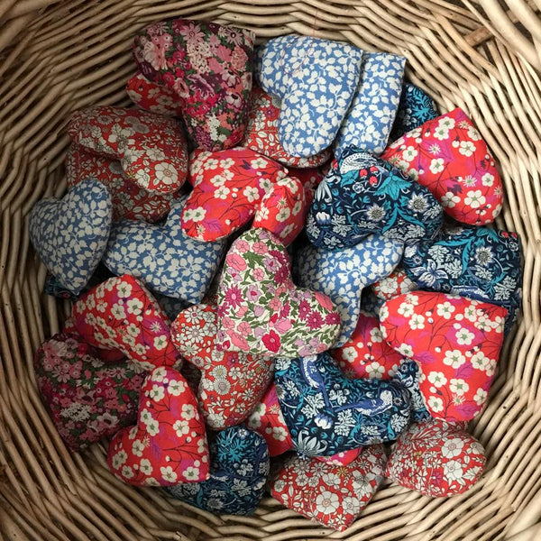 assorted liberty of london fabric hearts 