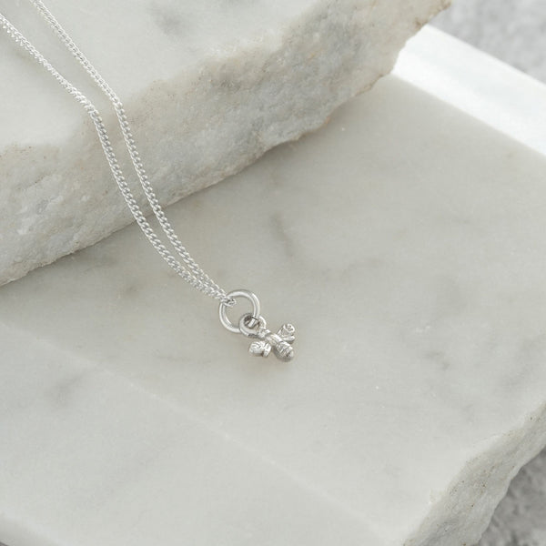 mini silver bee necklace 