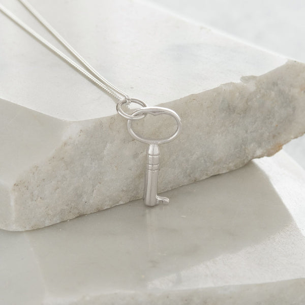Key Pendant Necklace Sterling Silver