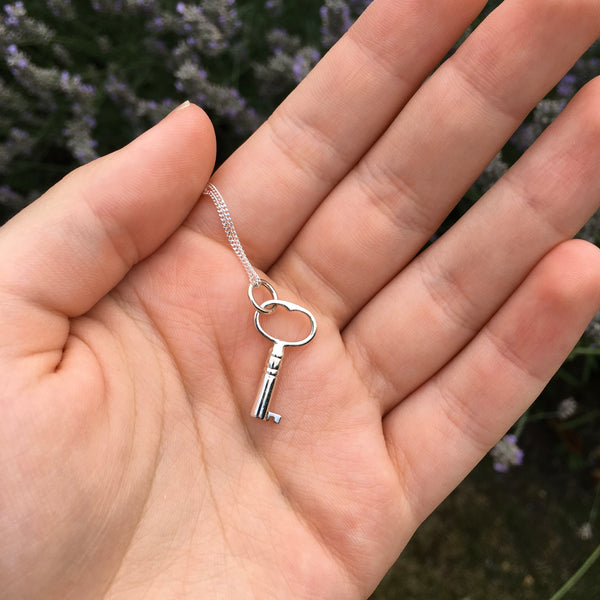 Key Pendant Necklace Sterling Silver