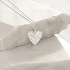 Hammered Heart Pendant Necklace Sterling Silver