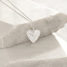 Hammered Heart Pendant Necklace Sterling Silver