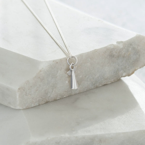 Tiny Angel Charm Necklace Sterling Silver