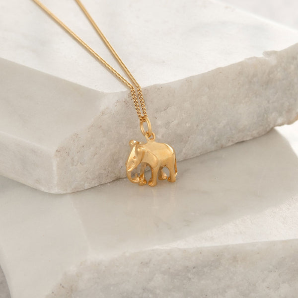 Elephant Pendant Necklace Gold Vermeil
