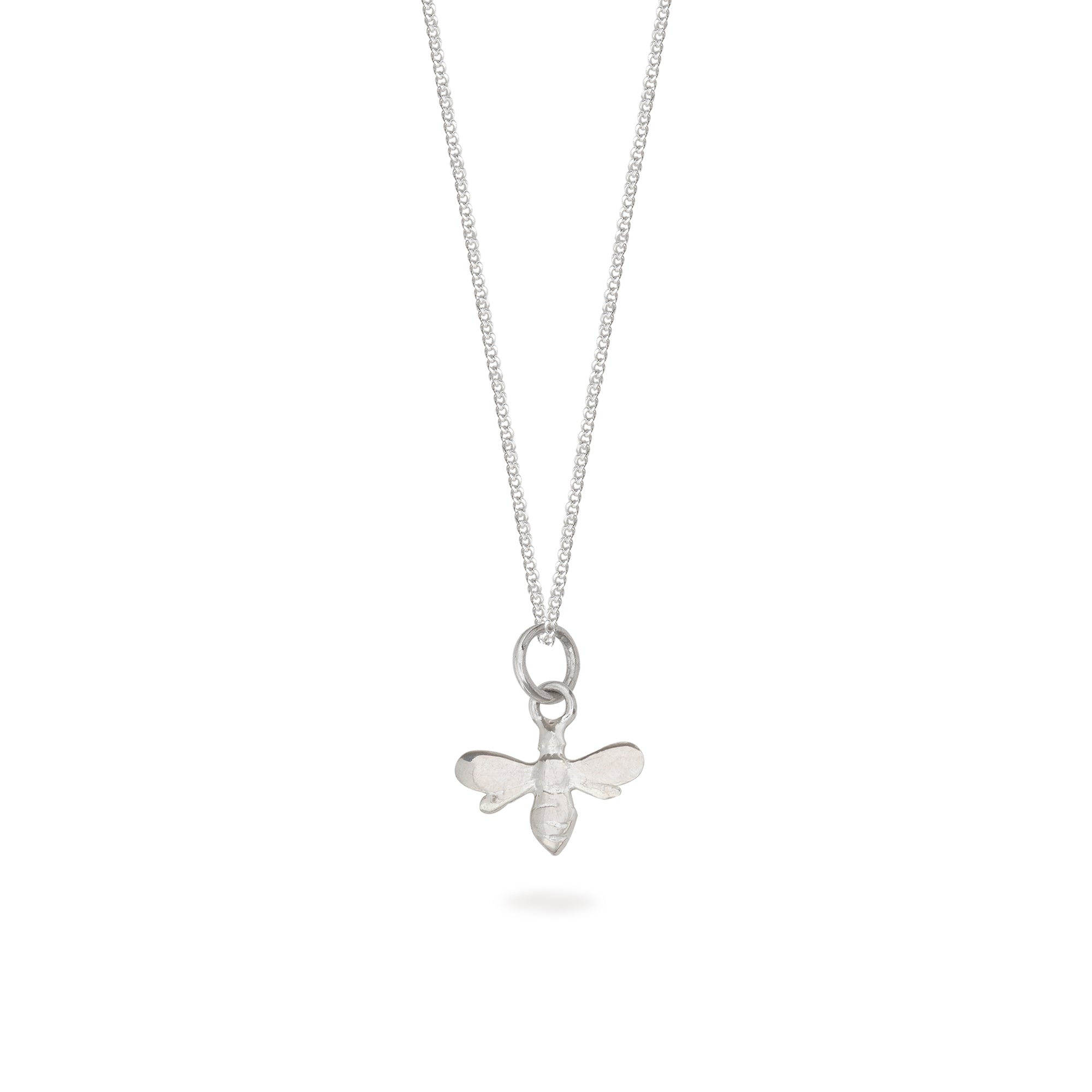 Tiny Bee Charm Necklace Sterling Silver