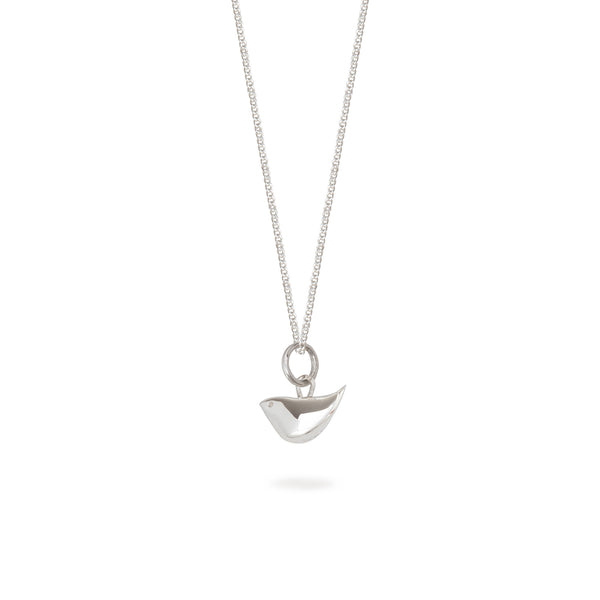 Mini Bird Charm Necklace Sterling Silver