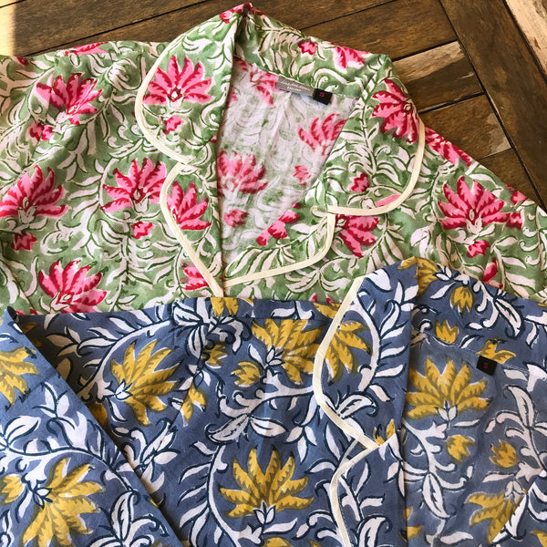 floral pyjamas top with piping detail 
