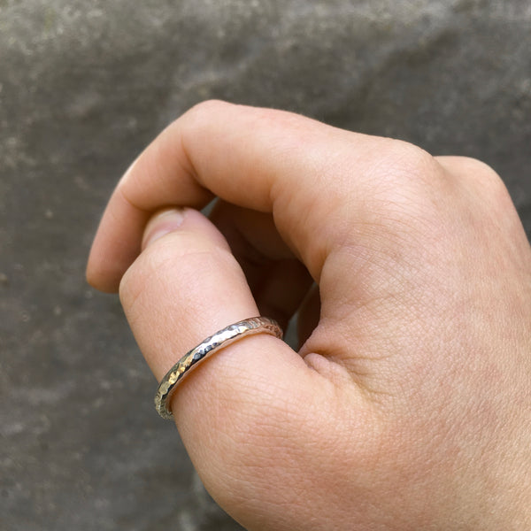 Hammered Thumb Ring Sterling Silver