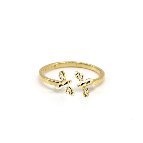 mini bee adjustable gold vermeil ring 