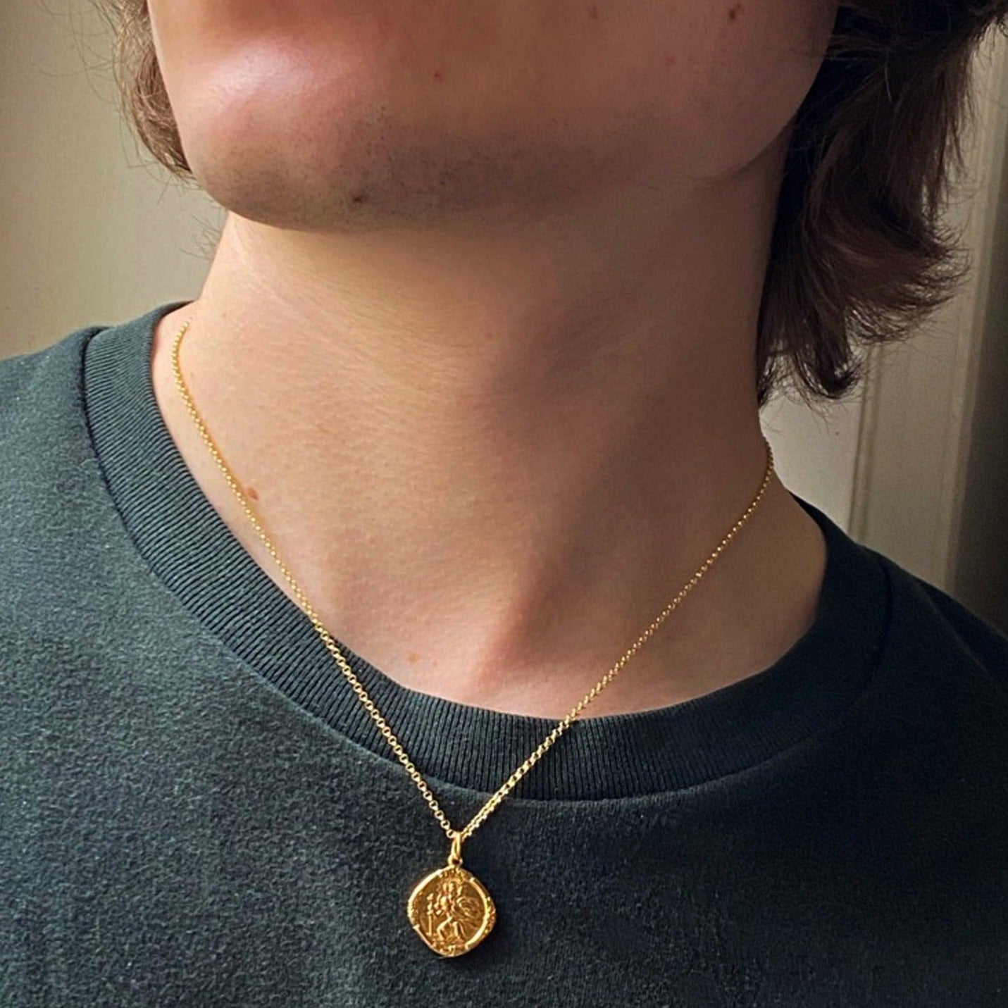 Rolled Gold St. Christopher Necklace